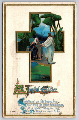 A Joyful Easter Embossed Christians on this happy day 1913 Vintage Postcard