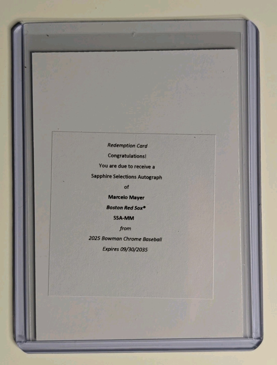 2025 Bowman Chrome Sapphire Marcelo Mayer Sapphire Selections Auto RC Redemption