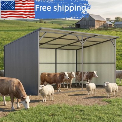 New 20x12 Ft Metal Livestock Shelter Run-in Shed for Cattle Horse Goat free ship