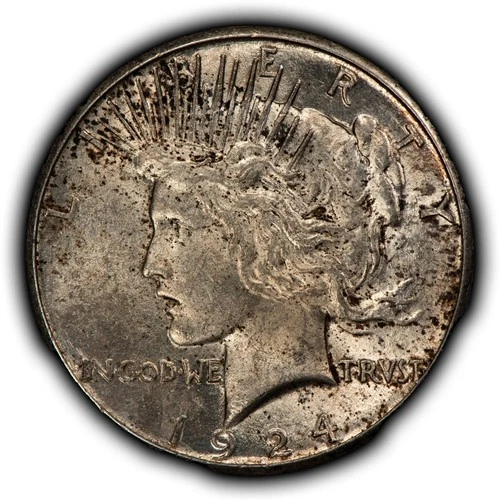 1924-S $1 Silver Peace Dollar - AU+ Key Date - SKU-D7532