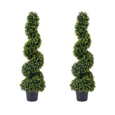 2pcs 120cm Artificial Topiary Tree Faux Spiral Topiary Tree Indoor Outdoor Plant