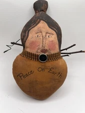 VTG Primitive Folk Art Angel Doll Hand Crafted Signed Bonnie 1996