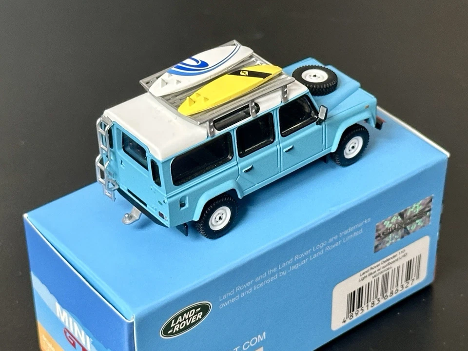 Mini GT Land Rover Defender 110 Blue w/ surfboards MIJO USA EXCLUSIVE 1 of 1200 - Image 3 of 4