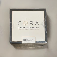 4x 18pk Cora Organic Light Tampons Compact Plastic Applicators, 72 Tampons