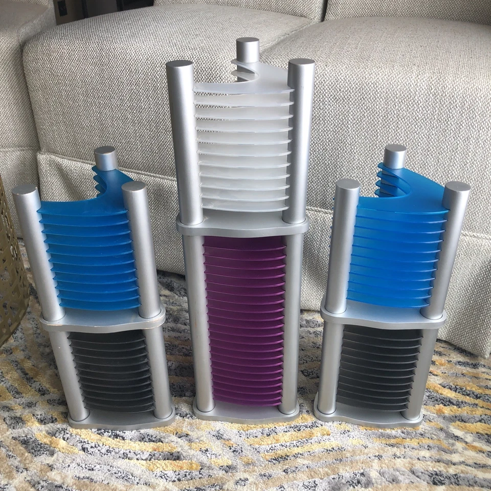 Lote organizador soporte almacenamiento torre CD Atlantic 70 de colección posmoderno años 90 Y2K Foto 3 de 4