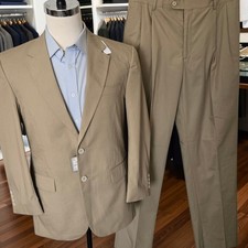 New Jos. A Bank Suit 36R 30W Spring Summer Khaki Cotton Poly