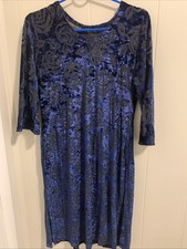 Indian /pakistani Women Dark Blue Shalwar Kameez With Flower Pattern Brand New