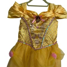 Disney Princess Belle Dress Up Costume Girl  s Sz S 6/6X NEW Beauty Beast Yellow.