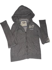 Abercrombie And Fitch Gray Full Zip Hooded Sweatshirt Y2K Womens Small