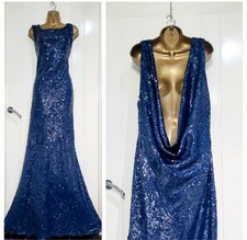 BOOHOO size 28 NEW BNWT Navy Full length full sequin drape prom ball gown dress