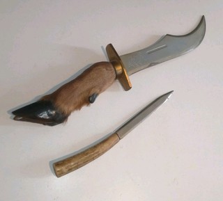 Altes Jagt Messer Jagdmesser Mit Rehfußgriff Messer Mit Horngriff