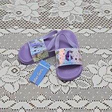 NWT Toddler Girls 7 / 8 Slide Purple Holographic Unicorn Slingback Sandals Shoes