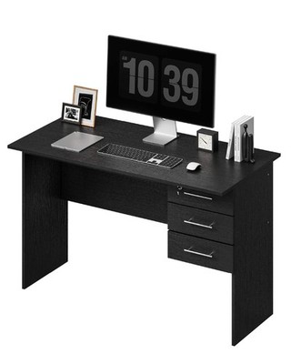 WOLTU Computer Desk PC Laptop Table Office Desk with 3 Drawers and Lock Black/ W