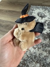 Vtg Dakin Halloween Witch Bear Clip On Plush Hugger Korea 4" Cape Hat 1986