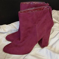 JustFab Magdalyn Purple Textile Block Heel An...