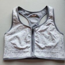 Avia Girls Size XL Heather Gray Sports Bra Front Zip Racerback No Inserts