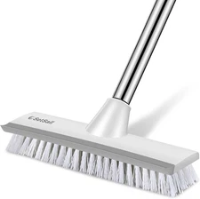 Floor Scrub Brush with 51-Inch Long Adjustable Handle 2 in 1 Scrape Brush Stiff 