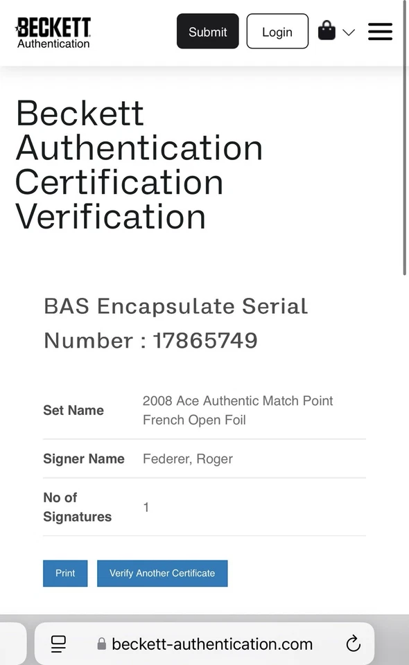 Roger Federer Signed Ace French Open Card Slabbed Beckett BAS COA Auto b - Image 4 of 4