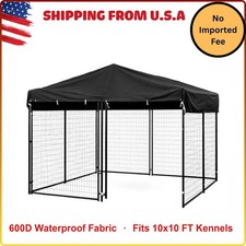 10x10 Feet Dog Kennel Cover Heavy Duty 600D Waterproof Oxford Fabric 600D Black