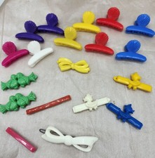 Vintage Hair Barrettes Clips Duck Bird Bow 80's Multicolor Baby 90's