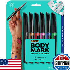 Bic Bodymarktemporary Tattoo Markers For Skin Color Collection Flexible Brush