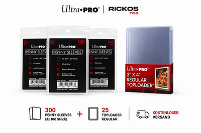 Ultra PRO 300 Penny Sleeves + 25 Toploader 35PT | Karten-Schutz-Set | NEU