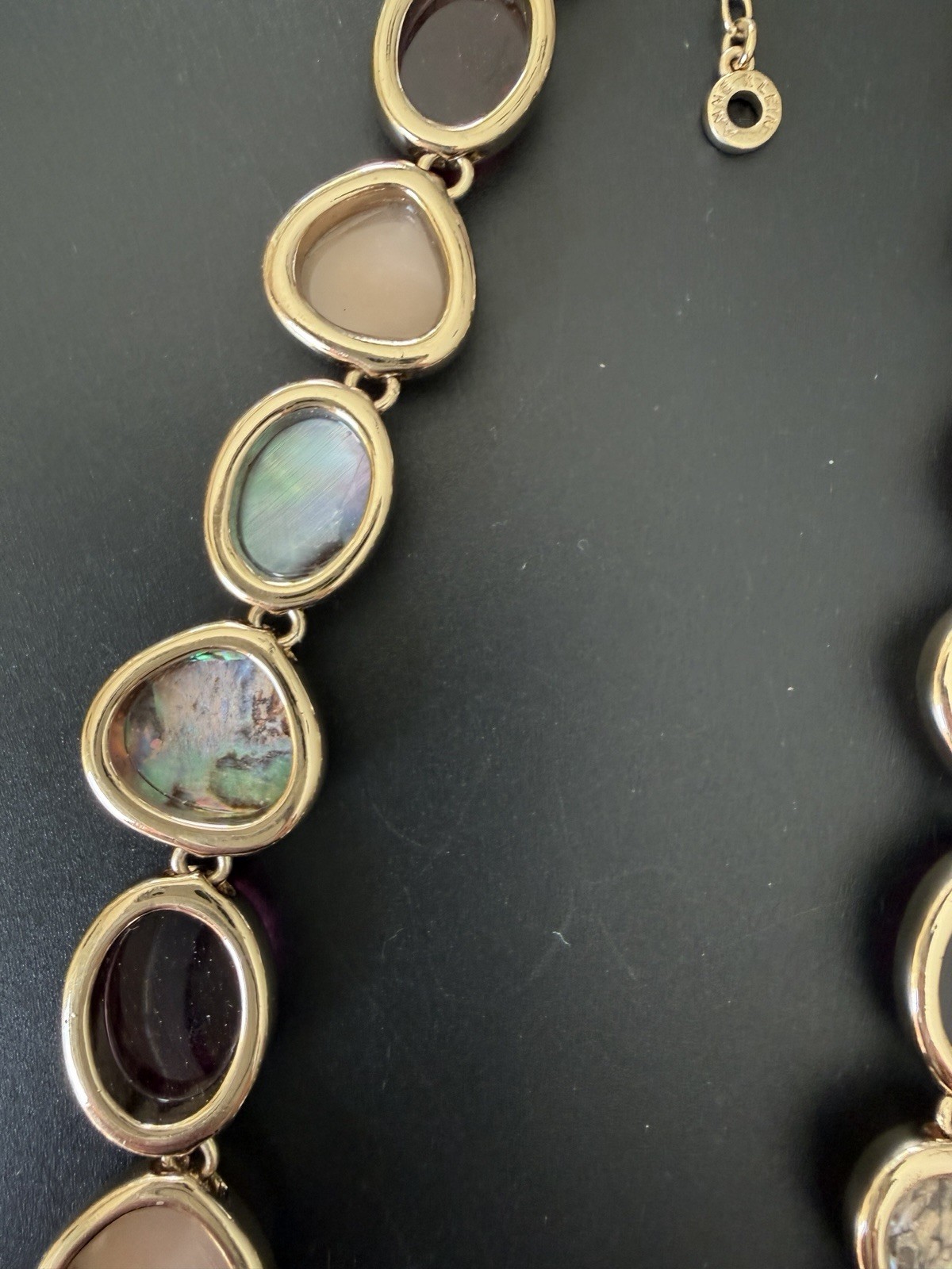 Anne Klein Multi Stone Abalone Shell Necklace Gol… - image 14