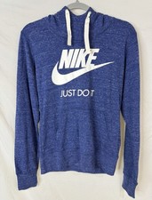 Nike Womens Just Do It Swoosh Hoodie Pullover Sweatshirt Blue Size Medium NWT