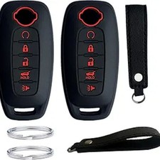 Silicone Key Fob Cover Compatible with 2023 2024 Pathfinder Rogue 5 Buttons, Bl