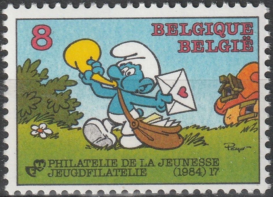 BELGIQUE 2150 ** MNH Schtroupg Smurf Peyo Spirou Jeugdfilatelie Spirou 1984 - Photo 1/1