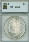 Original 1879-S Morgan, pristine surfaces - straight from the bag.  ICG MS65 GEM