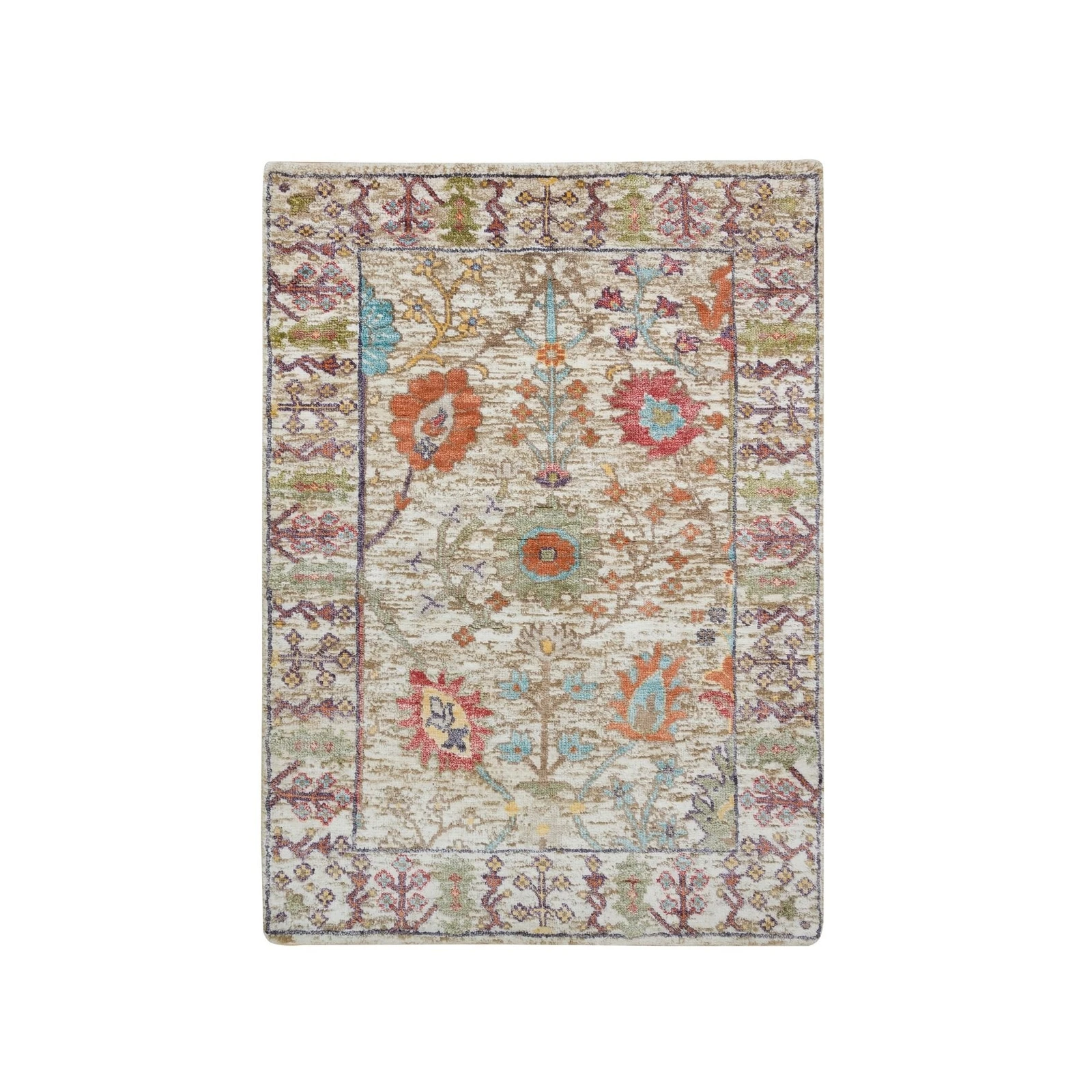 2'2"x3'1" Taupe Directional Vase Design Silk/Wool Hand Knotted Mat Rug R65923
Opens in a new window