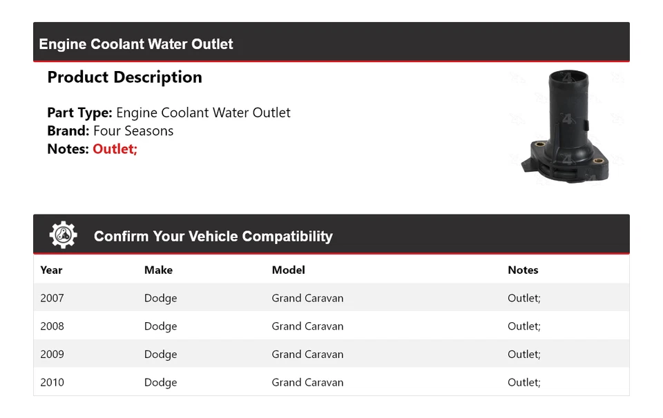 Выпуск охлаждающей жидкости для двигателя Dodge Grand Caravan 2007-2010 годов выпуска 4 сезона 2008 - Изображение 2 из 4