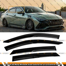 KDM 3D WAVY AERO WINDOW VISOR RAIN GUARD DEFLECTOR FOR 2021-2025 HYUNDAI ELANTRA