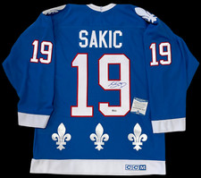 JOE SAKIC SIGNED 1993 CCM QUEBEC NORDIQUES JERSEY MEDIUM BECKETT WITNESS COA