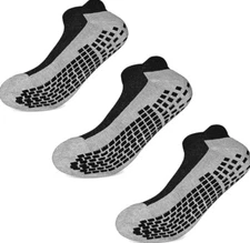 Ankle Men Socks Low Cut Non Slip Grips Cushion Socks 11-13 # Black(3 Pairs)