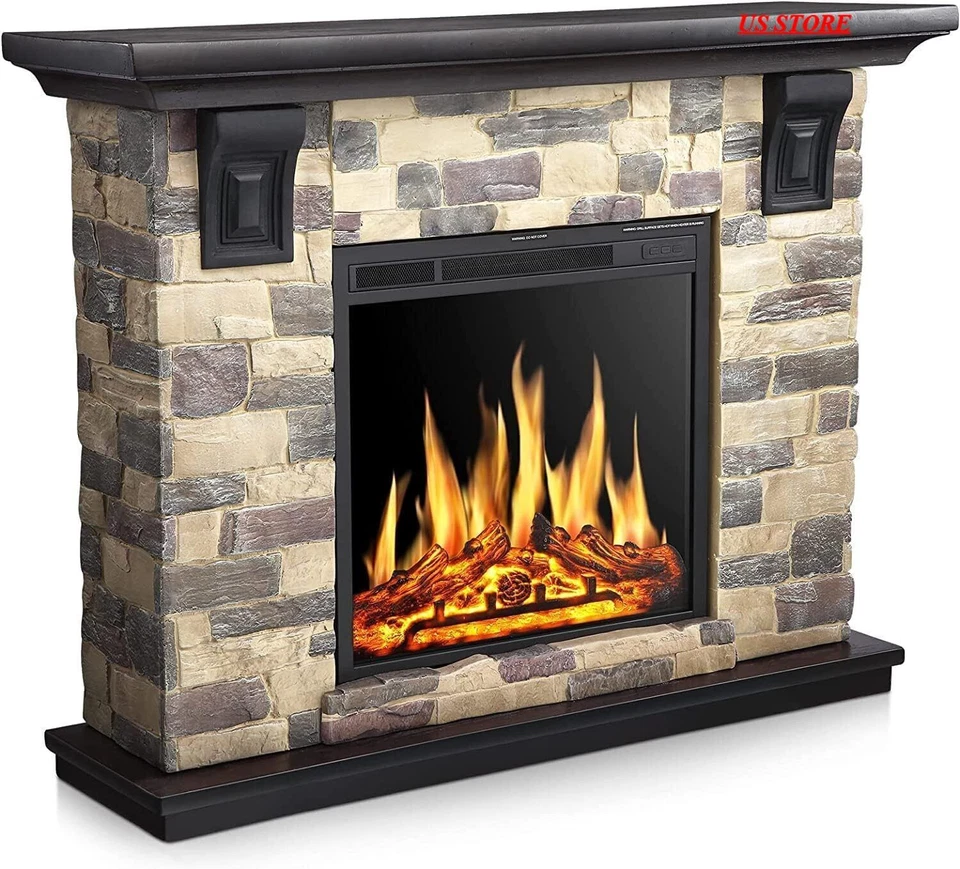 Stone Electric Fireplace 50'' TV Stand with Remote,7 Flame, 750W/1500W,NJ08816 - Image 2 of 4