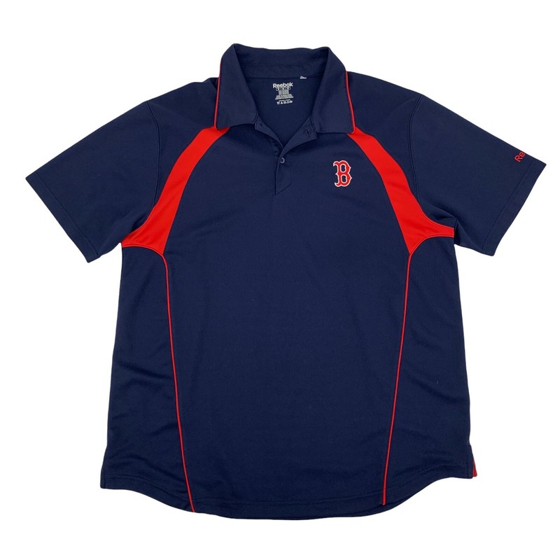 Reebok Boston Red Sox Polo Shirt Men's Size XL Navy Blue Short Sleeve Quick Dry