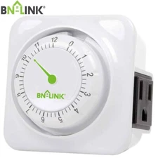 BN-LINK 12 hour mechanical countdown Grounded timer 3 Prong outlet Energy Saving