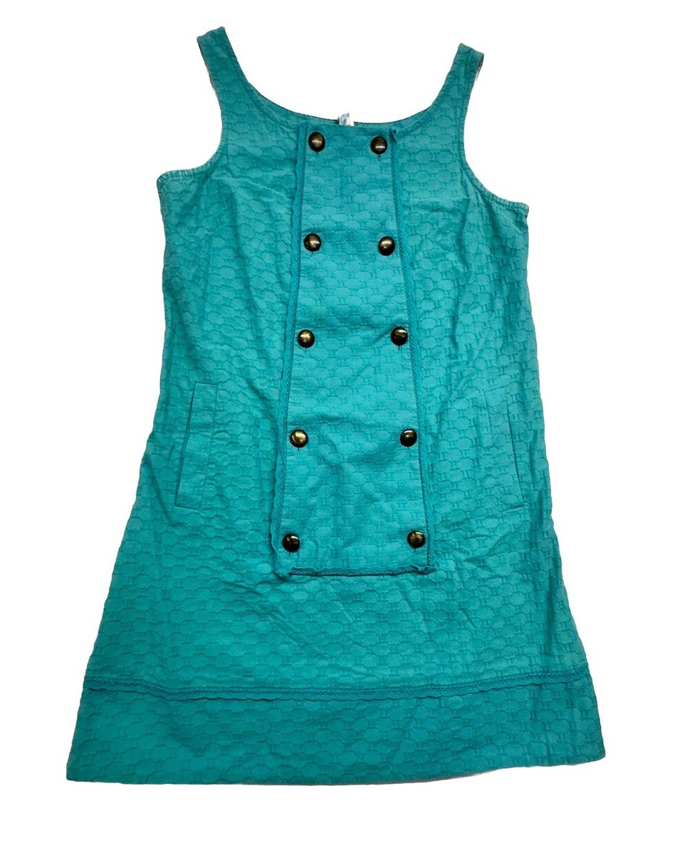 Maeve Dress Women Sz 6 Teal Green Textured A Line Short Button Front  Sleeveless | eBay