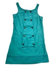 Maeve Dress Women Sz 6 Teal Green Textured A Line Short Button Front Sleeveless
