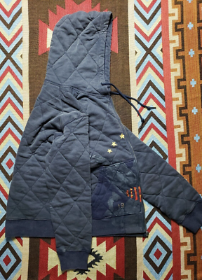Double RL RRL Ralph Lauren Quilted Jersey Indigo Blue Distressed