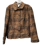 Coldwater Creek Jacquard Tapestry Jacket Size Large Rust Gold NWT
