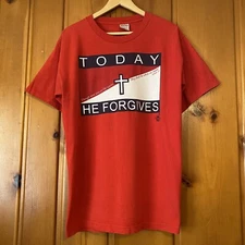Vintage Jesus T Shirt Tommy Hilfiger Parody Red Size Large Single Stitch