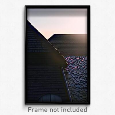 Pixel Art Poster - Black Roof (8 Bit Psychedelic Trippy Weird Video Game Print)