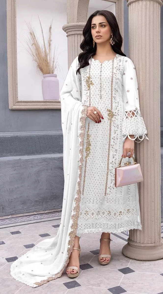 White wedding top salwar kameez