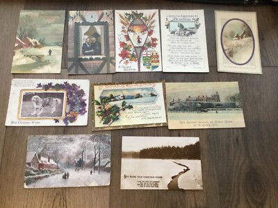 10 antike/vintage ab 1906 Weihnachtspostkarten gebrauchter Zustand um 45