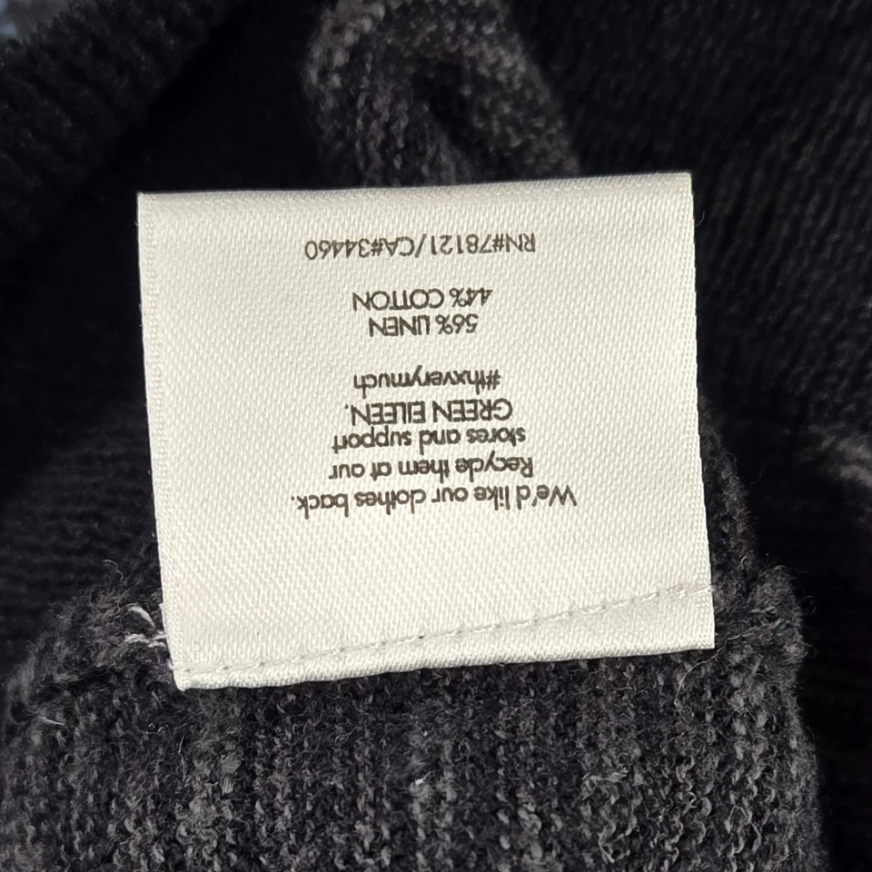 Cárdigan mujer Eileen Fisher XS negro algodón lino rayas botón manga larga Foto 3 de 4