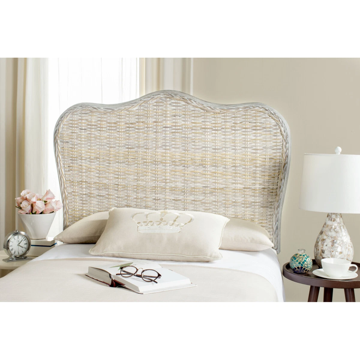 SAFAVIEH Imelda Grey Headboard White Washed Full eBay