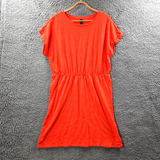 New Ed.it.ed Womens Dress Size 14 Orange Stretch Knit Short Sleeve Elastic Waist